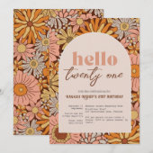Retro Florals ANY AGE Invitation 招待状 (正面/裏面)