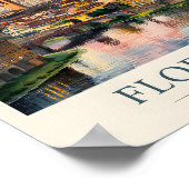 Retro Florence Duomo Cathedral Skyline Watercolor ポスター (角)