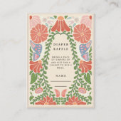 Retro Flower Diaper Raffle Baby Shower Enclosure エンクロージャーカード (正面)