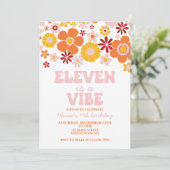 Retro Flower ELEVEN is a Vibe 11歳の誕生日 招待状 (スタンド正面)