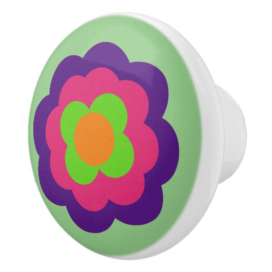 Retro Flower Flowers Blumen Muster 70er 70ies 70s セラミックノブ (右)