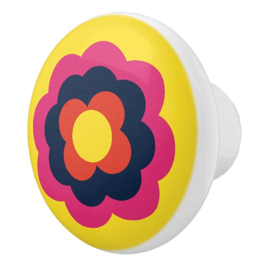 Retro Flower Flowers Blumen Muster 70er 70ies 70s セラミックノブ (右)
