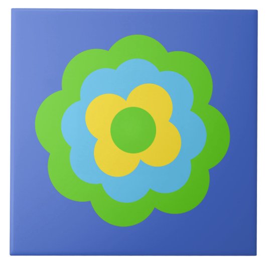 Retro Flower Flowers Blumen Muster 70er 70ies 70s タイル (正面)