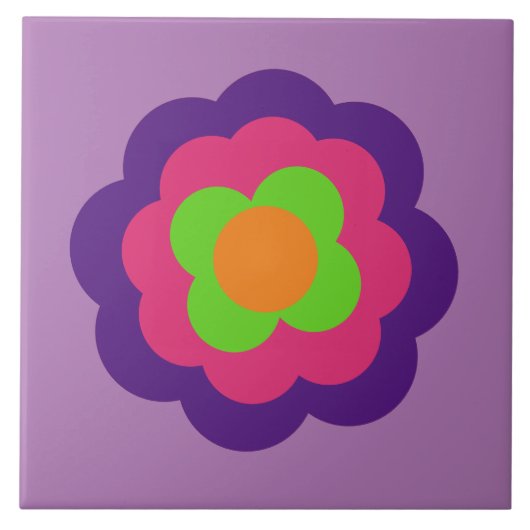 Retro Flower Flowers Blumen Muster 70er 70ies 70s タイル (正面)