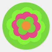 Retro Flower Flowers Blumen Muster 70er 70ies 70s ラウンドシール (正面)