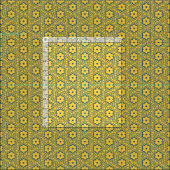 Retro Flower Hexagon Pattern - Yellow and Blue ファブリック (タイル)