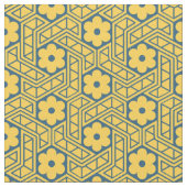 Retro Flower Hexagon Pattern - Yellow and Blue ファブリック (クローズアップ)