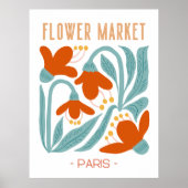 Retro Flower Market Paris Wall Tapestry  ポスター (正面)