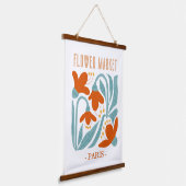 Retro Flower Market Paris Wall Tapestry  吊り下げ型タペストリー (傾斜あり)
