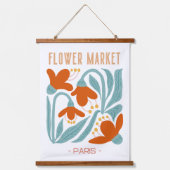 Retro Flower Market Paris Wall Tapestry 吊り下げ型タペストリー (正面)