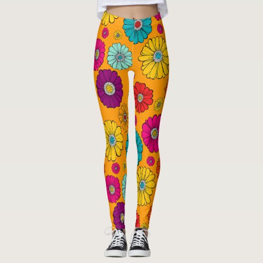 Retro Flower Power レギンス (正面)