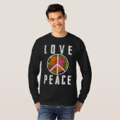 Retro Flower Power 60s 70s  Love Peace Freedom 2 Tシャツ (正面フル)
