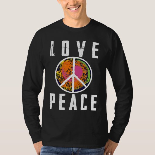 Retro Flower Power 60s 70s  Love Peace Freedom 2 Tシャツ (正面)