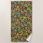 Retro flowers ビーチタオル (正面)