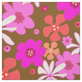 Retro Flowers Art Pattern Pink Brown ファブリック (見本)