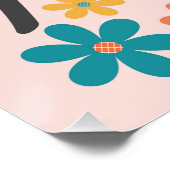 Retro Flowers Butterfly Wall Poster Art ポスター (コーナー)