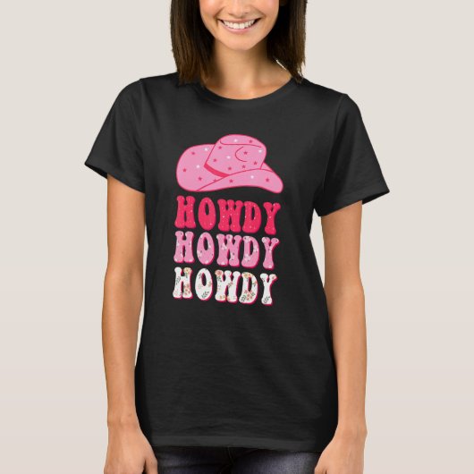 Retro Flowers Howdy Rodeo Western Country Southern Tシャツ (正面)