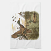 Retro-Flying-Mallard-Duck-Hunting キッチンタオル (縦)