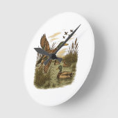 Retro-Flying-Mallard-Duck-Hunting ラウンド壁時計 (傾斜)