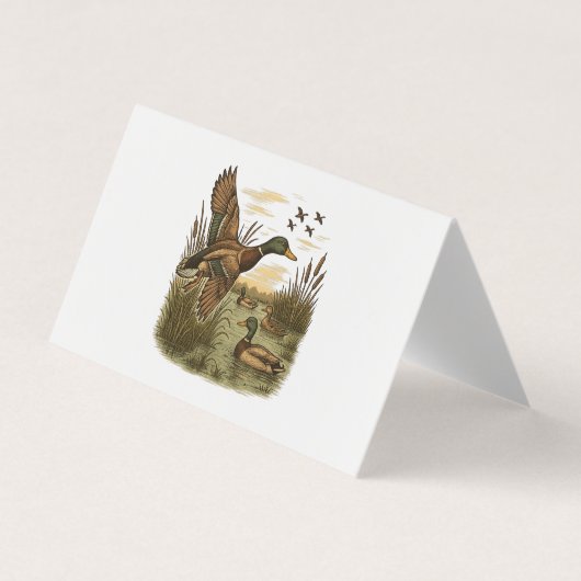 Retro-Flying-Mallard-Duck-Hunting 名刺 (正面)