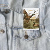 Retro-Flying-Mallard-Duck-Hunting,  缶バッジ (インサイチュ)