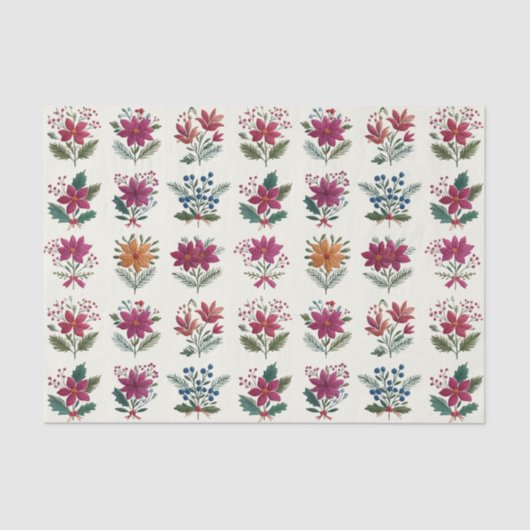 Retro Folk Floral Christmas 薄葉紙 (正面)