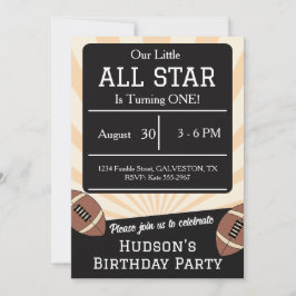 Retro Football All Star 1st Birthday 招待状