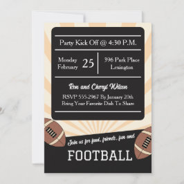 Retro Football Big Game Watch Party 招待状