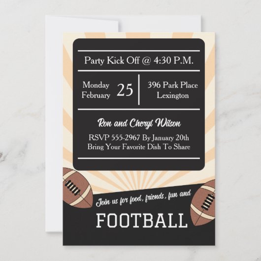 Retro Football Big Game Watch Party 招待状 (正面)