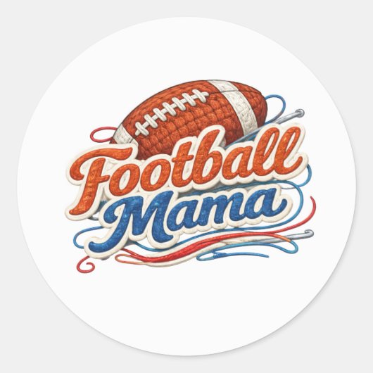 Retro Football Mama ラウンドシール (正面)