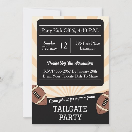 Retro Football Tailgate Party 招待状 (正面)