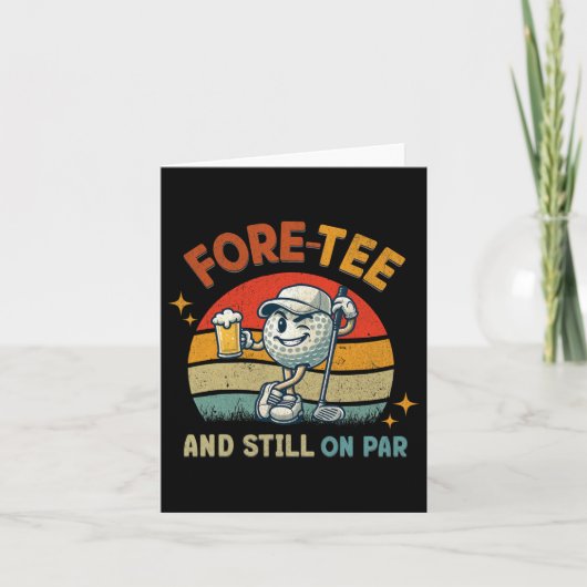 Retro Fore Tee Golf Birthday Party 40th Birthday G カード (正面)