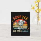 Retro Fore Tee Golf Birthday Party 40th Birthday G カード (黄色い花)