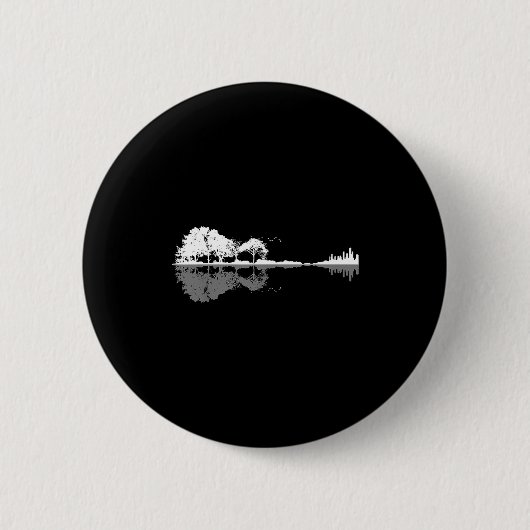 Retro Forest Funny Nature Guitar Clic Music  缶バッジ (正面)