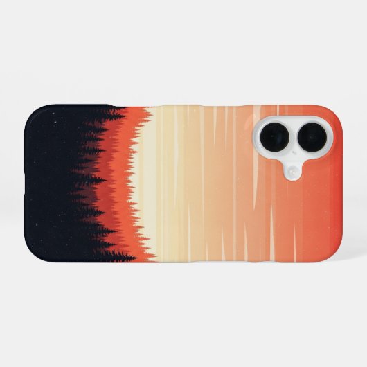Retro Forest Glow iPhone 16ケース (裏面横)