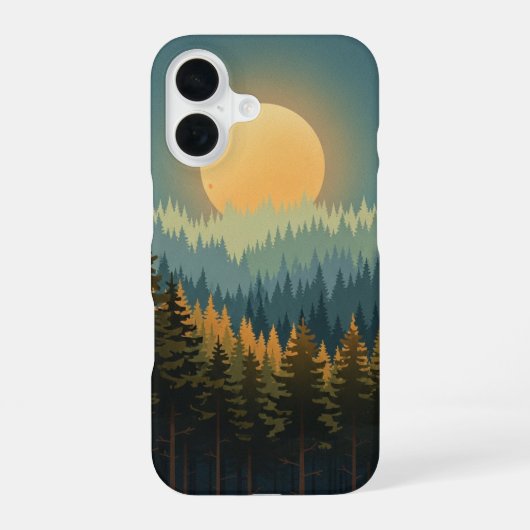 Retro Forest Moonrise iPhone 16ケース (裏面)