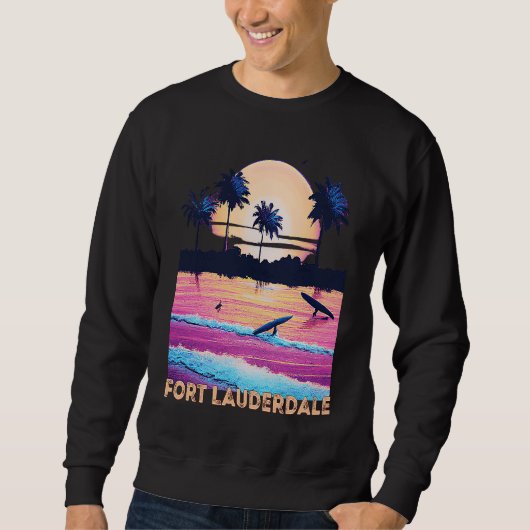 Retro Fort Lauderdale Florida Souvenir Surf スウェットシャツ (正面)