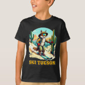Retro Fox Skiing In Tucson Desert Adventure Ski Ar Tシャツ (正面)