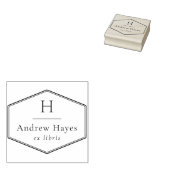 Retro Frame Modern Monogram Ex Libris Book ラバースタンプ (押印)