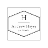 Retro Frame Modern Monogram Ex Libris Book ラバースタンプ (インプリント)