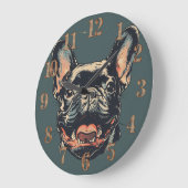 Retro French Bulldog Clock ラージ壁時計 (傾斜)