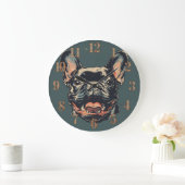Retro French Bulldog Clock ラージ壁時計 (ホーム)