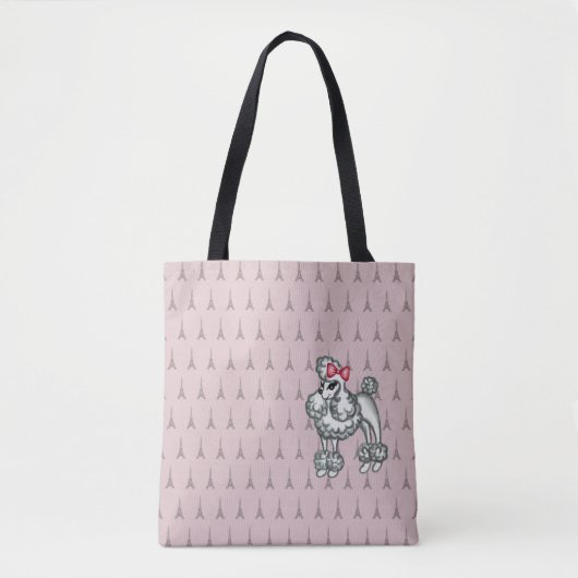 Retro French Poodle Tote Bag トートバッグ (正面)