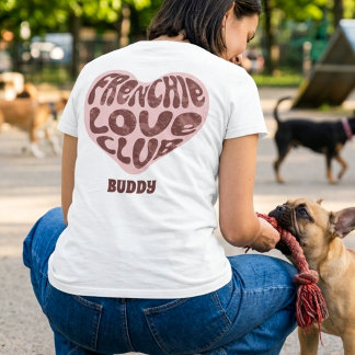 Retro Frenchie Love Club Custom Dog Name Tee Tシャツ