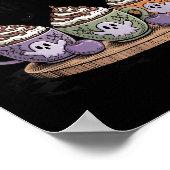 Retro Freshly Boo'd Coffee Lovers Boujee Ghost Hal ポスター (角)