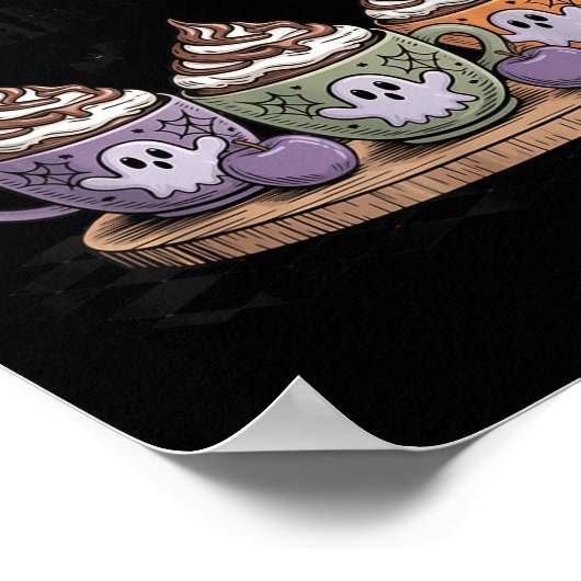 Retro Freshly Boo'd Coffee Lovers Boujee Ghost Hal ポスター (角)