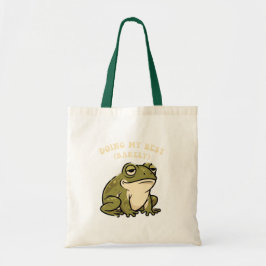 Retro Frog Barely Trying Canvas Tote Bag トートバッグ