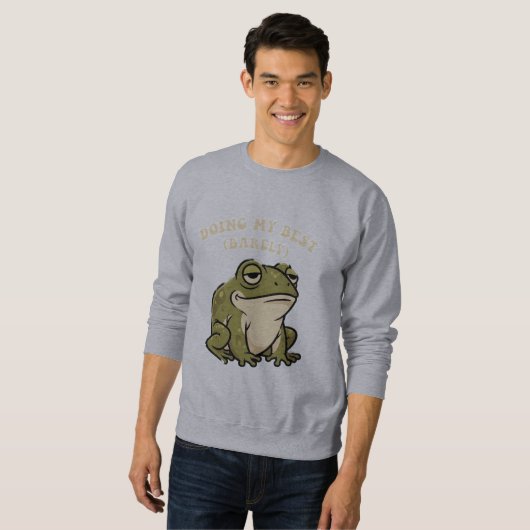 Retro Frog Barely Trying Men’s Sweatshirt スウェットシャツ (正面フル)
