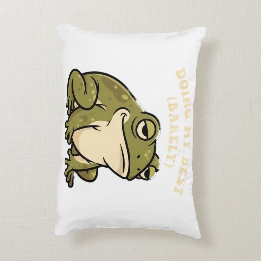 Retro Frog Barely Trying Rectangular Pillow アクセントクッション (裏面(縦))
