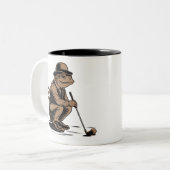 Retro Frog Funny Retro Frog Golf Lover ツートーンマグカップ (正面左)